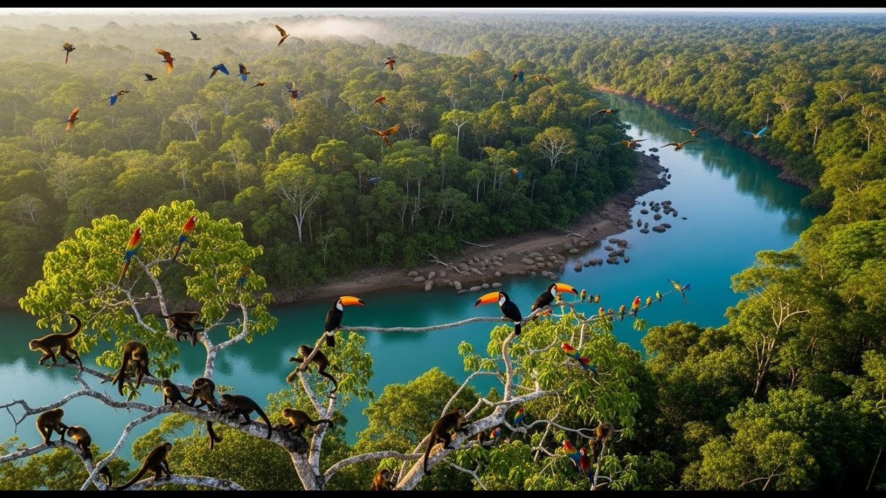 Relaxing Walk in the Amazon: Hidden Canopy Trails | Capuchins & Toucans 4K ASMR