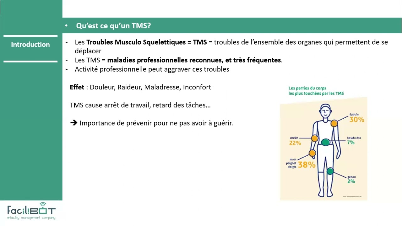 Sensibilisation aux TMS - Facilibot - Partie 1/2.