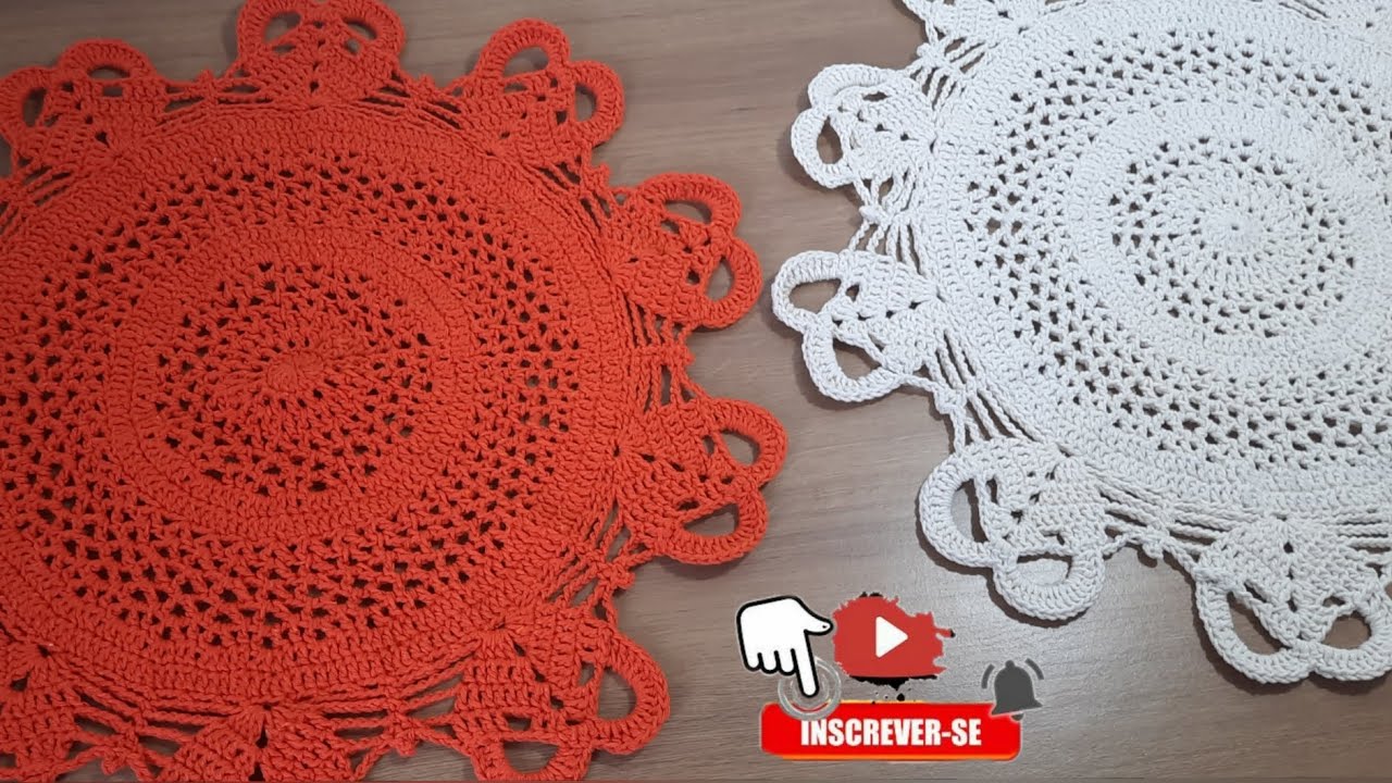 CENTRO DE MESA NO PONTO V COM BARRADINHO DE CORAÇÕES | TUTORIAL CROCHÊ PASSO A PASSO