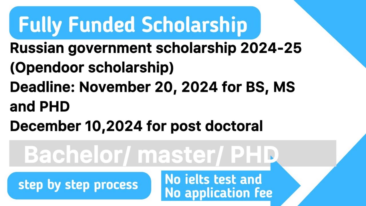How to apply Russian government scholarship 2024-25 | Opendoor scholarship for BS,MS,PHD