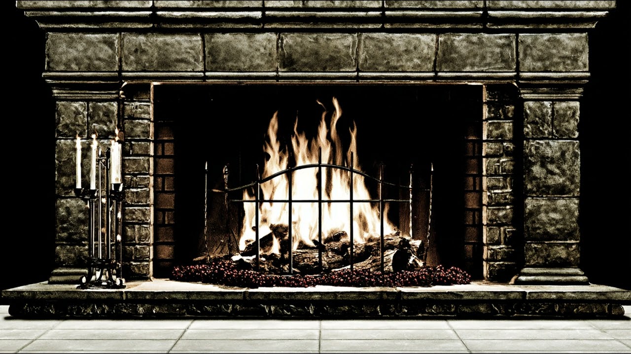 Grand Stone Fireplace — 6 Hours of Deep Hearth Fire Ambience 