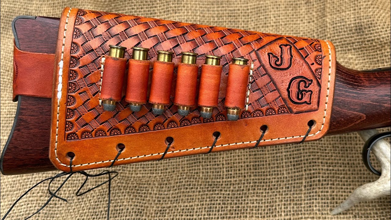 Leather Rifle Butt Cuff w/ Cartridge Loops