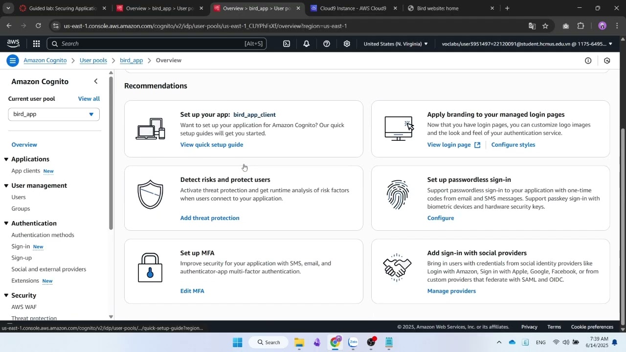 Module 9 - Guided lab - Securing Applications by using Amazon Cognito