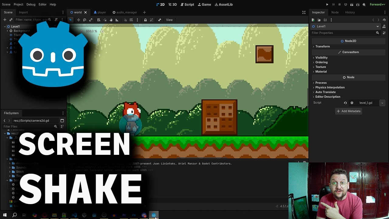 Como eu faço screen shake (balanço de tela) no Godot