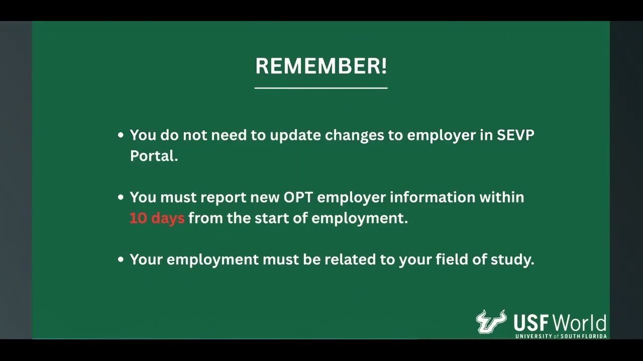 Reporting While on Post Completion OPT