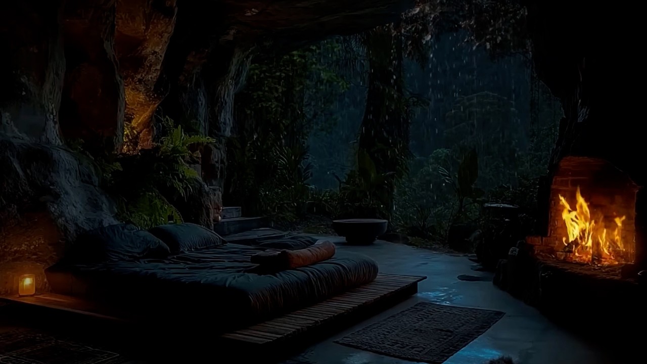 Storm Shelter Ambience ⛈️ Heavy Rain, Thunder & Fire Sounds for Deep Sleep and Inner Calm 🔥😴
