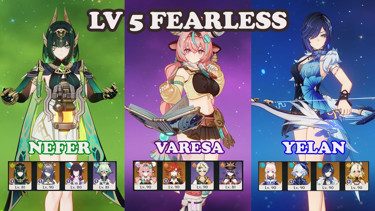 Stygian Onslaught Fearless | Nefer | Varesa | Mauvika | Yelan | Genshin Impact Luna III