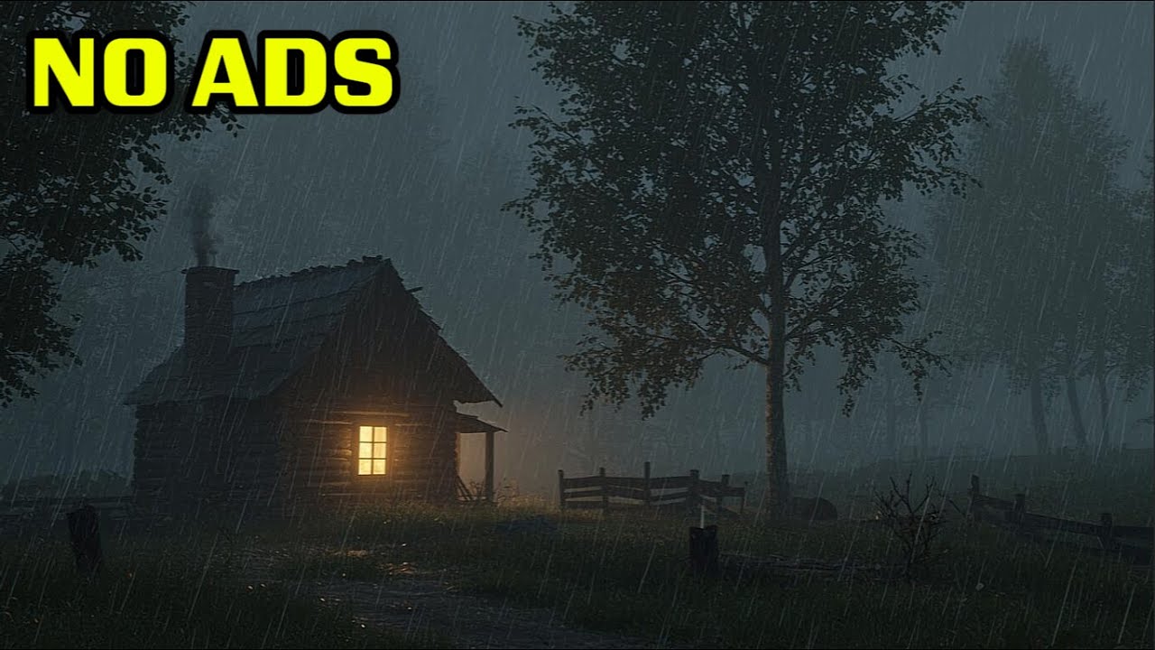 Rain and Thunder Sounds for Sleeping ⛈️ (No Ads) Deep Night Storm Ambience