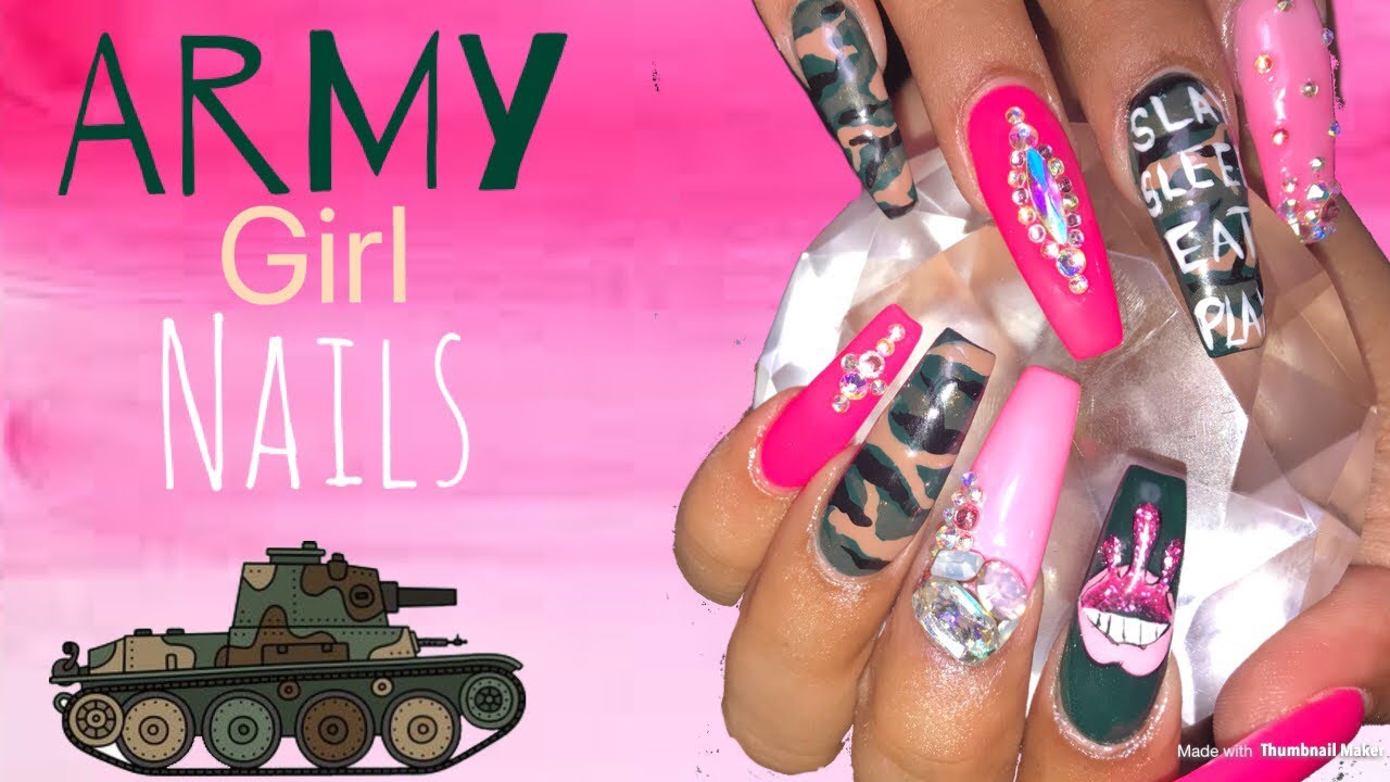 Camouflage Nails Tutorial | Acrylic Nails Design Tutorial