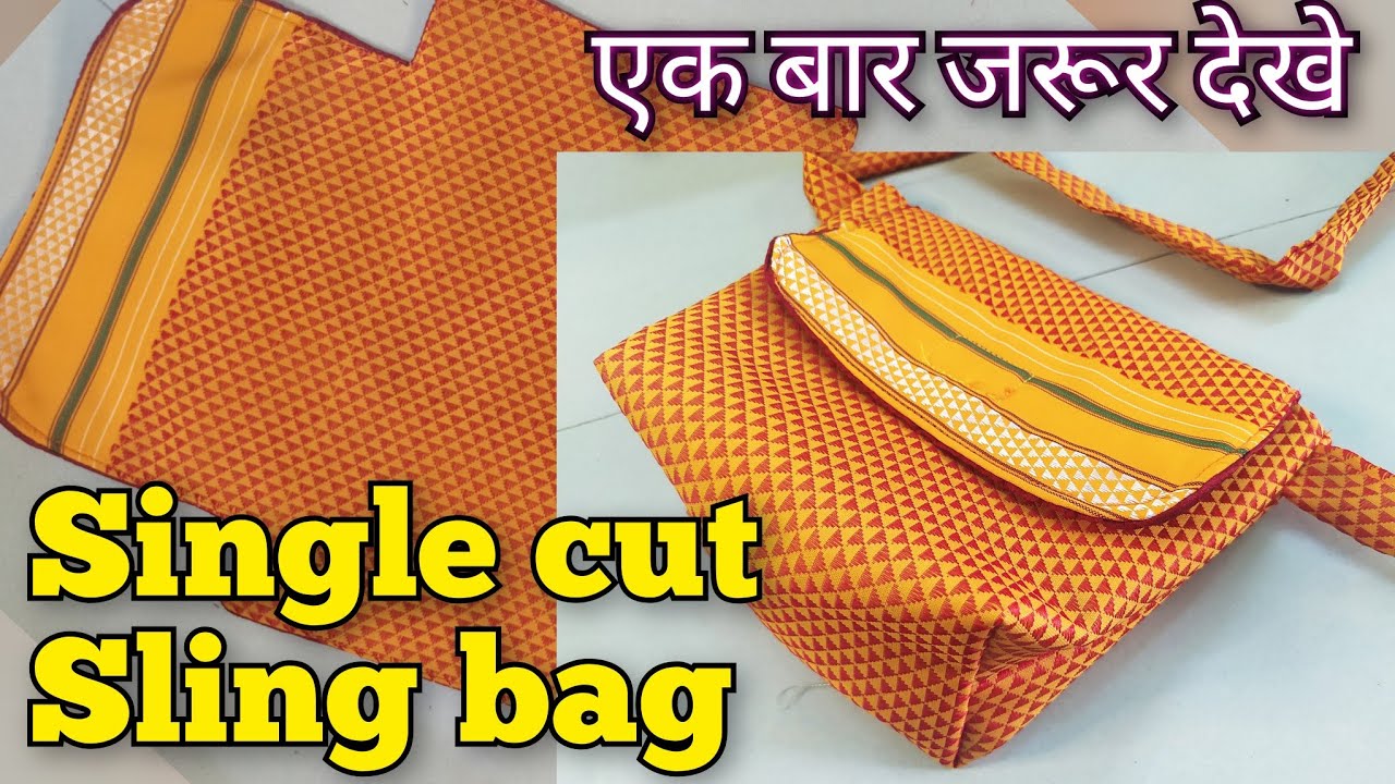 Just one cut and bag is ready - sling bag / khan purse making / cloth bag making at home - DIY bag