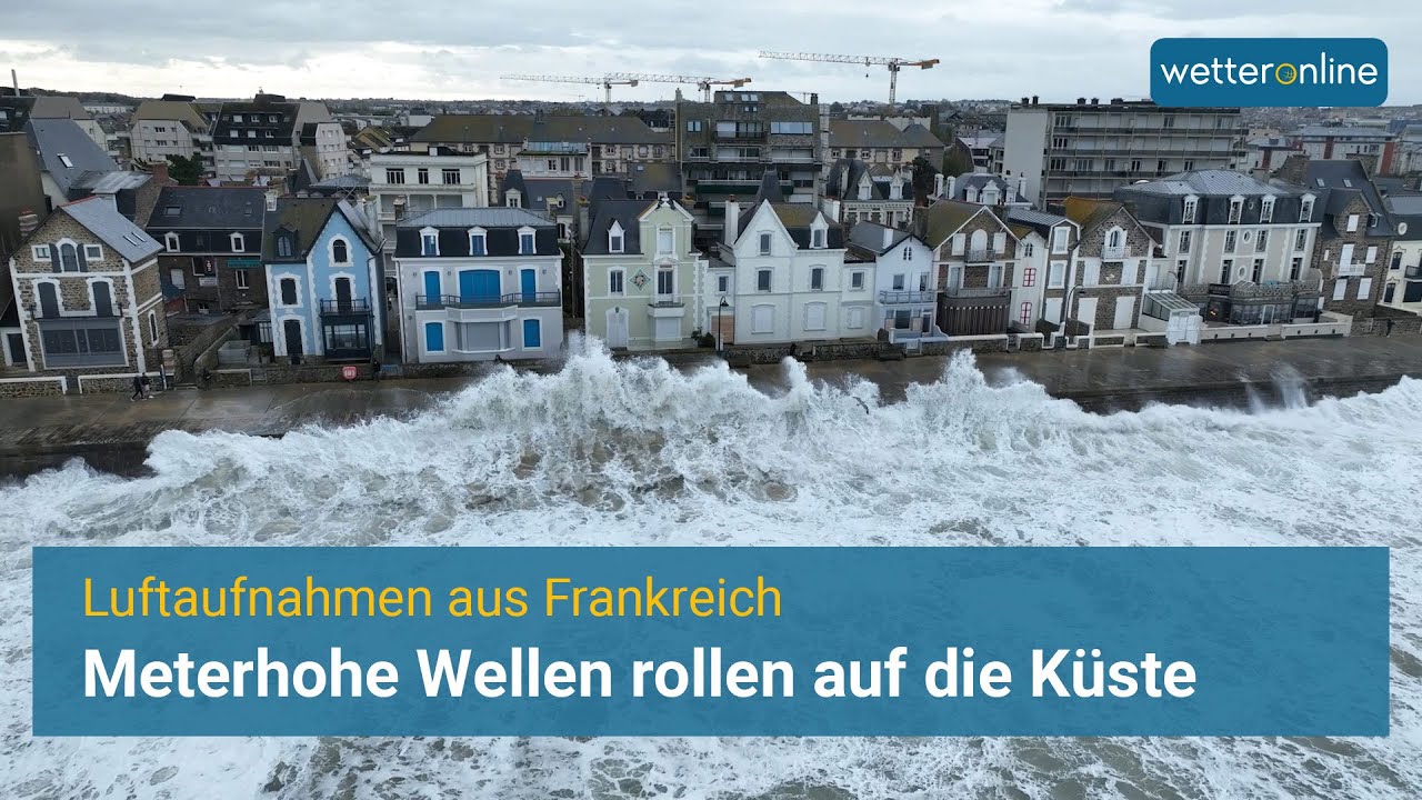 Orkantief CIARAN: Hohe Wellen rollen auf die K&uuml;ste von Frankreich