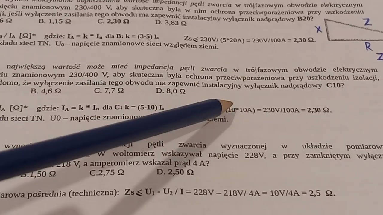 Przykładowe pytania obliczeniowe z egzaminu teoretycznego w zawodzie Elektryka (ELE 02). Część 1.
