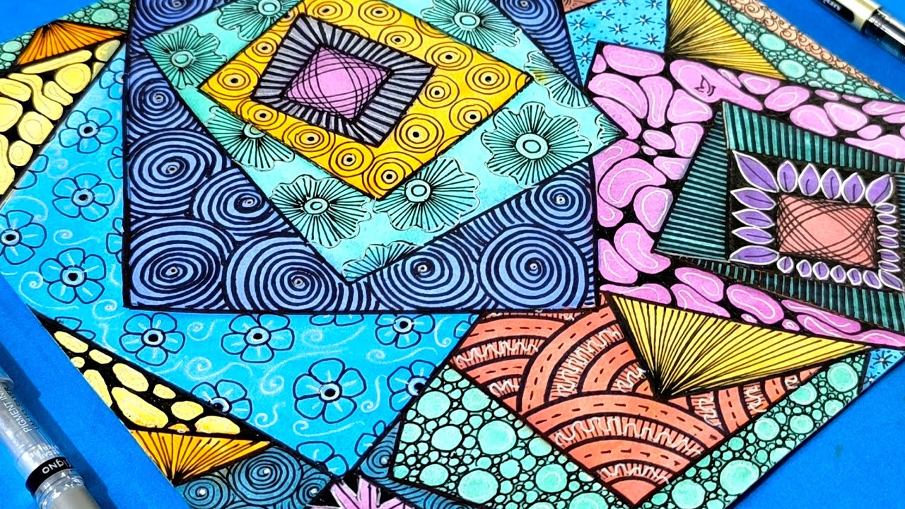 Pastel Watercolor Square Doodle Art | Relaxing Shapes & Soft Patterns