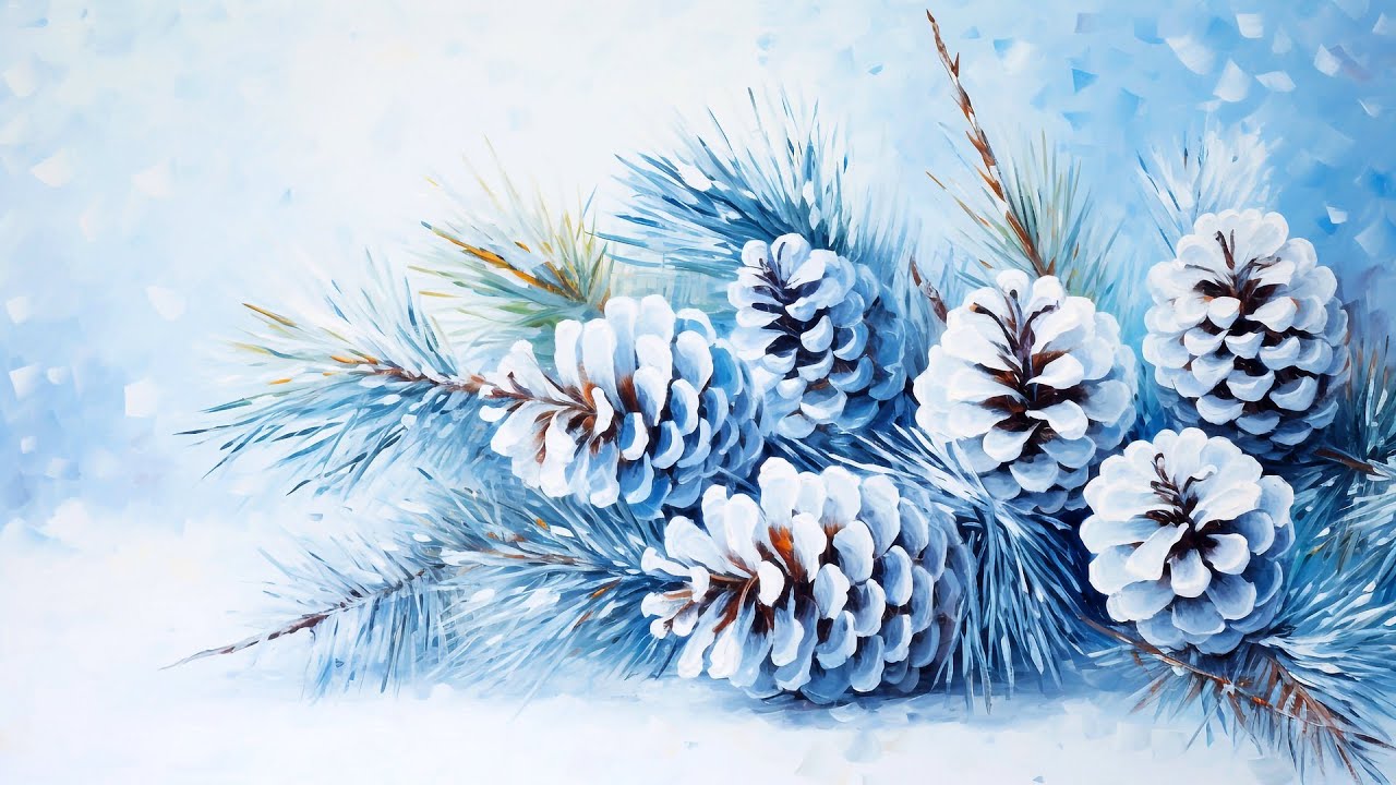 Painting winter frame, Winter theme tv art, Painting picture tv art, Winter landscape frame tv