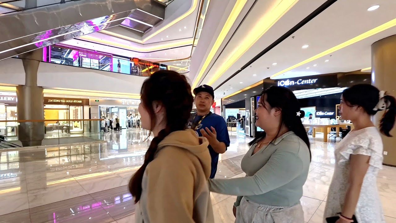 Inside Parkson Mall, walking with friends in Vientiane, Laos.