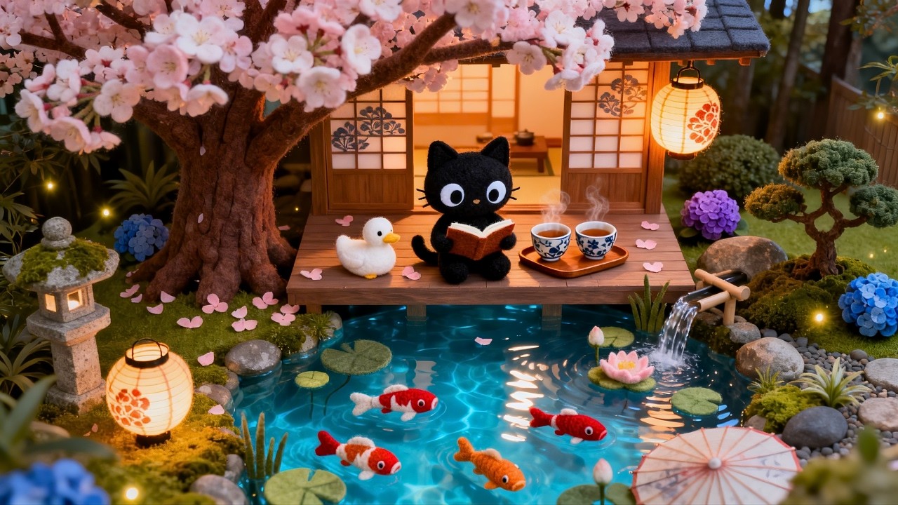 A cozy moment in a Japanese zen garden | Jazzy Lofi for Study, Focus & Relax