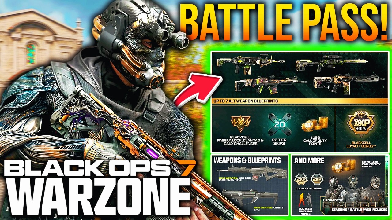 BLACK OPS 7 SEASON 4 BATTLE PASS! Blackcell Upgrade, NEW WEAPONS, & More! (WARZONE Battle Pass)