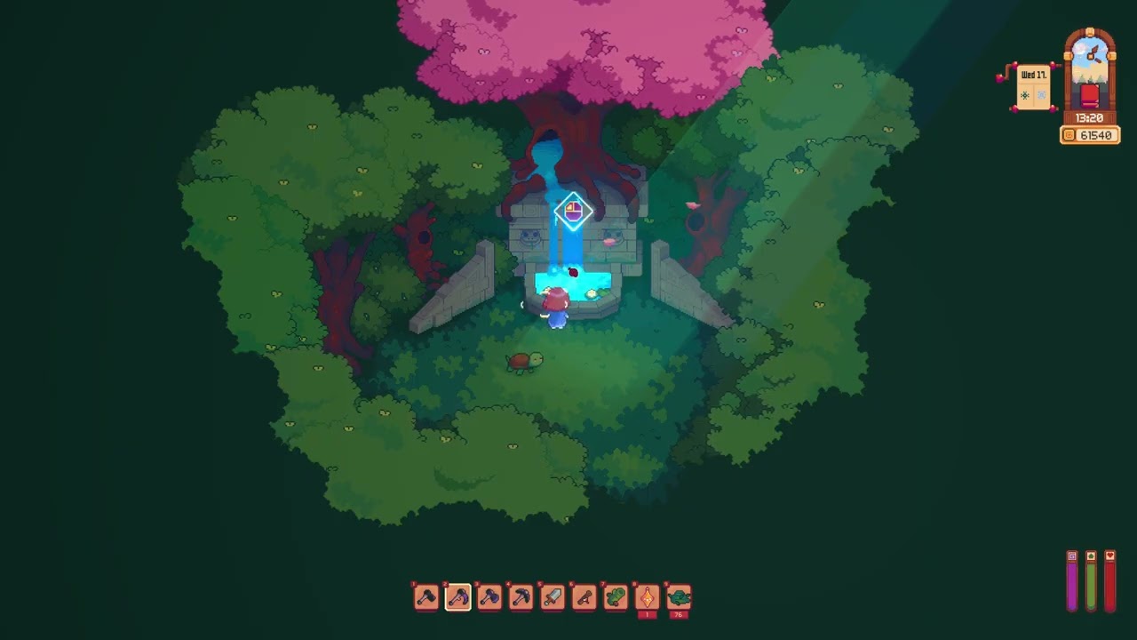Everholm hidden area fountain of fortune and moonshrooms in winter