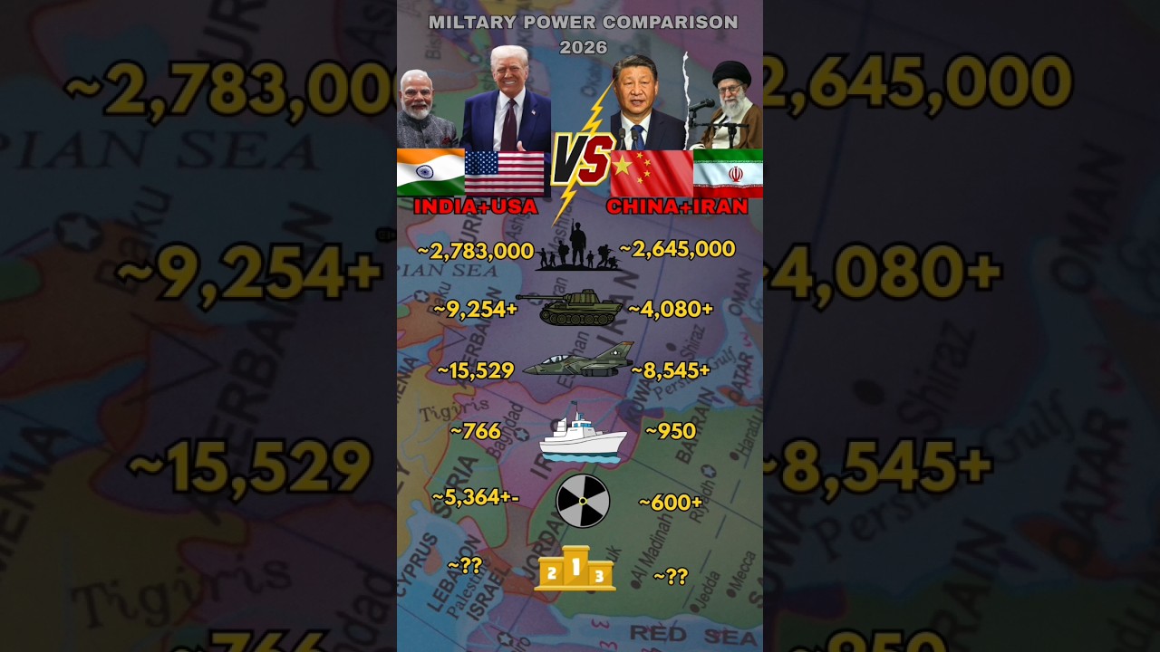 China and Iran vs Usa and India Military Power 2026
