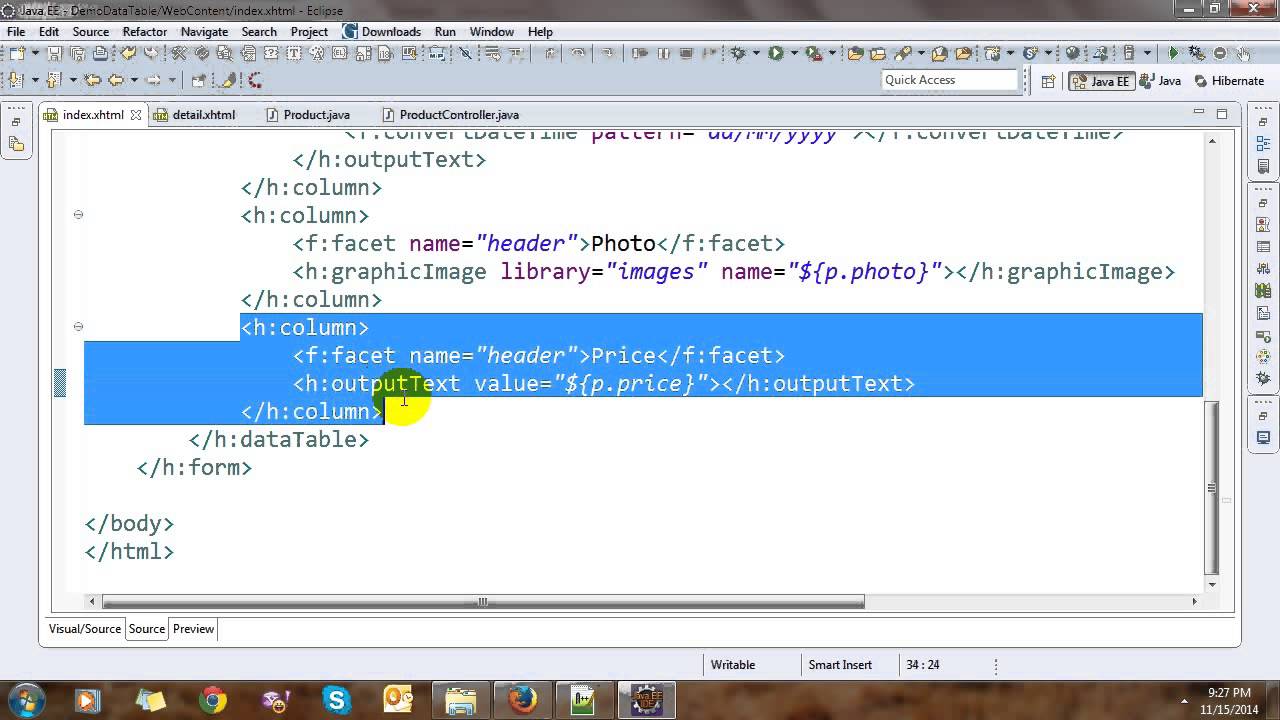 JSF DataTable
