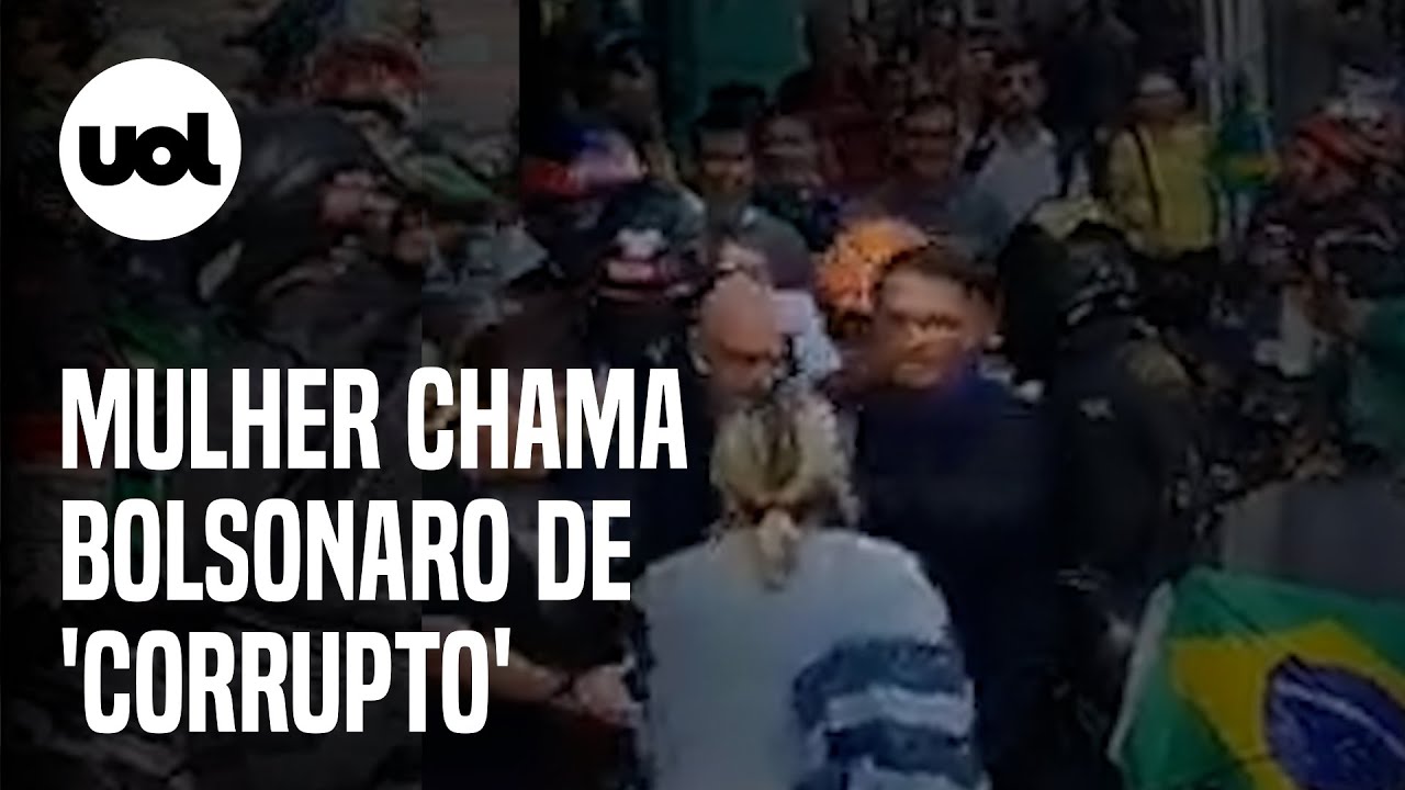 Mulher é afastada de Bolsonaro e o xinga de corrupto durante motociata em Juiz de Fora