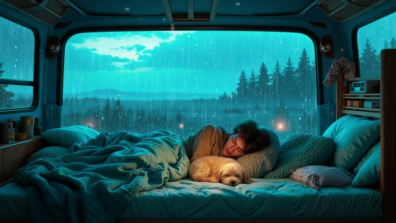 Gentle Rain & Soft Thunder on a Cozy Car Roof at Night | Deep Sleep Ambience for Insomnia