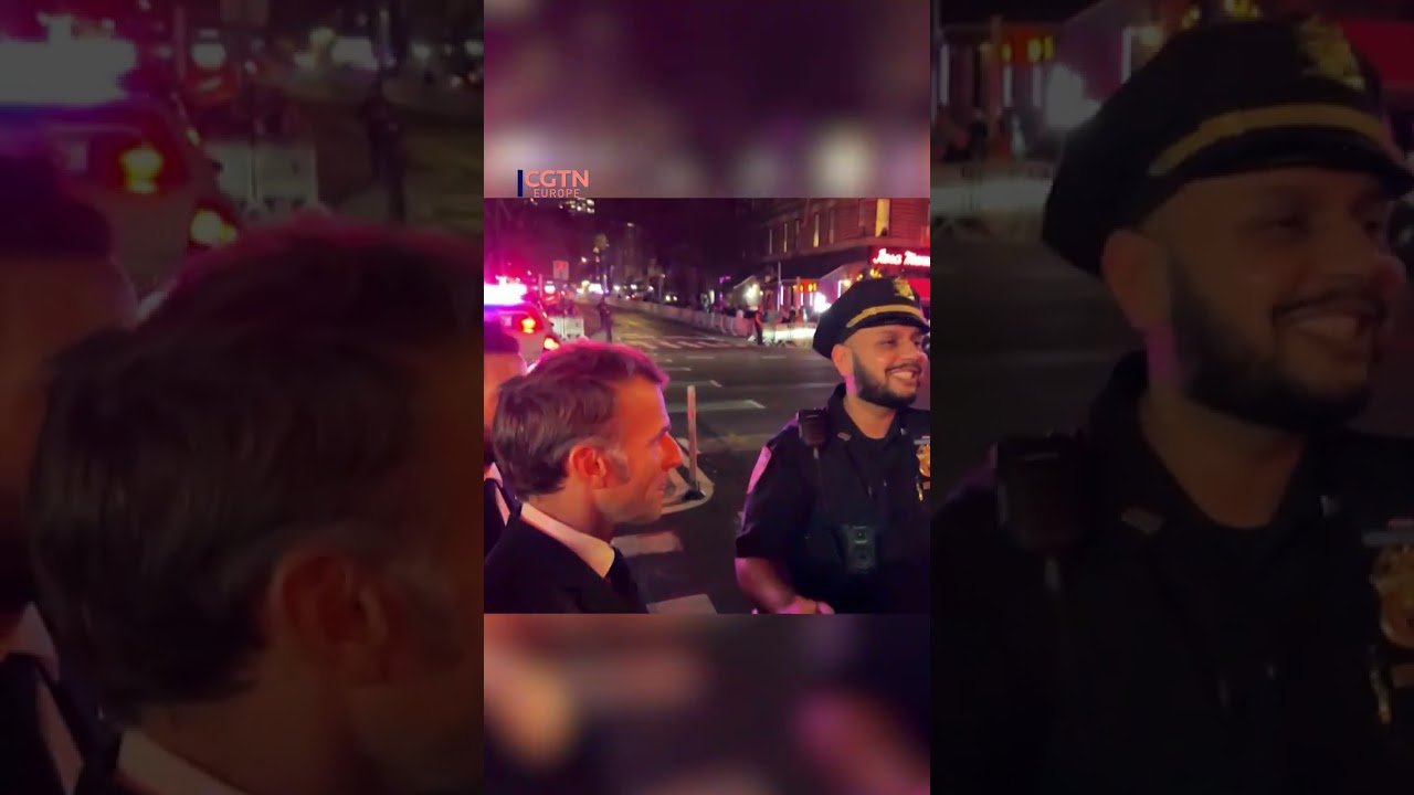Blocked by Trump&rsquo;s Motorcade, Macron Phones U.S. President From NY Street!