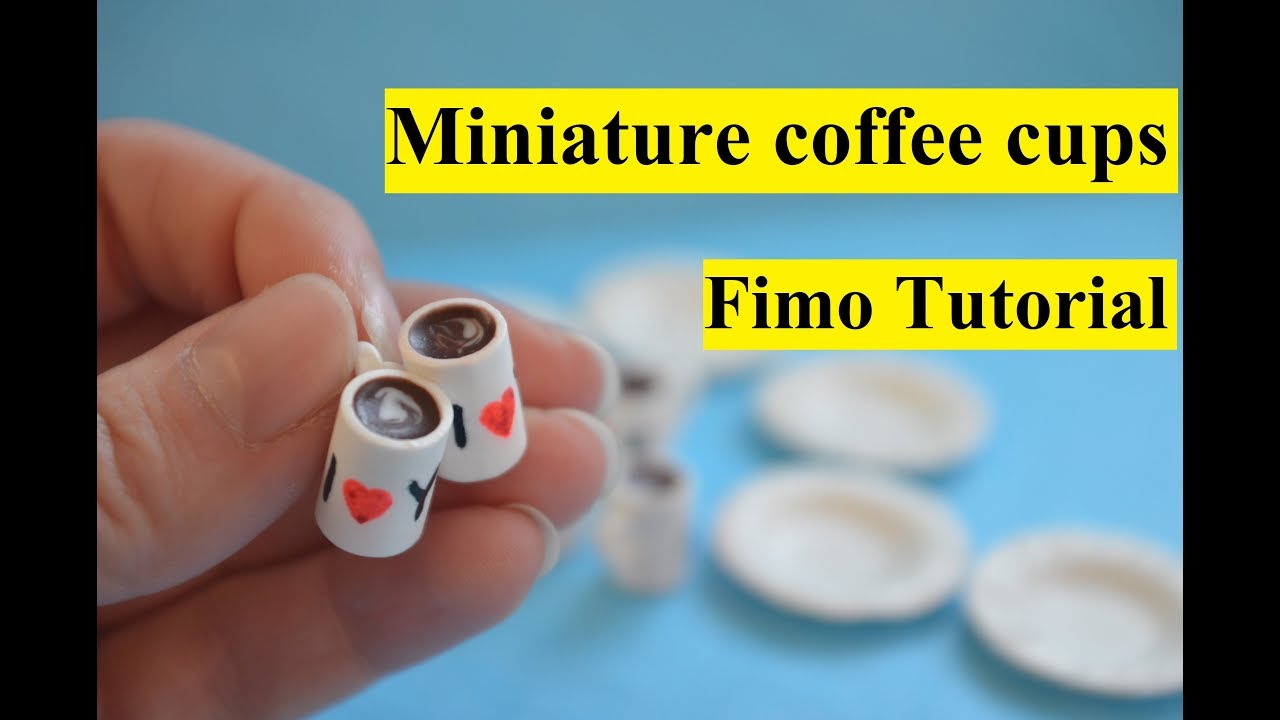 MINIATURE coffee cup polymer clay Tutorial Fimo Kaffeetasse DIY кружки из полимерной глины мк