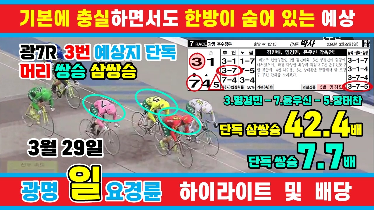 3월 29일 일요경륜 하이라이트 - 경륜예상지 신경륜 박사