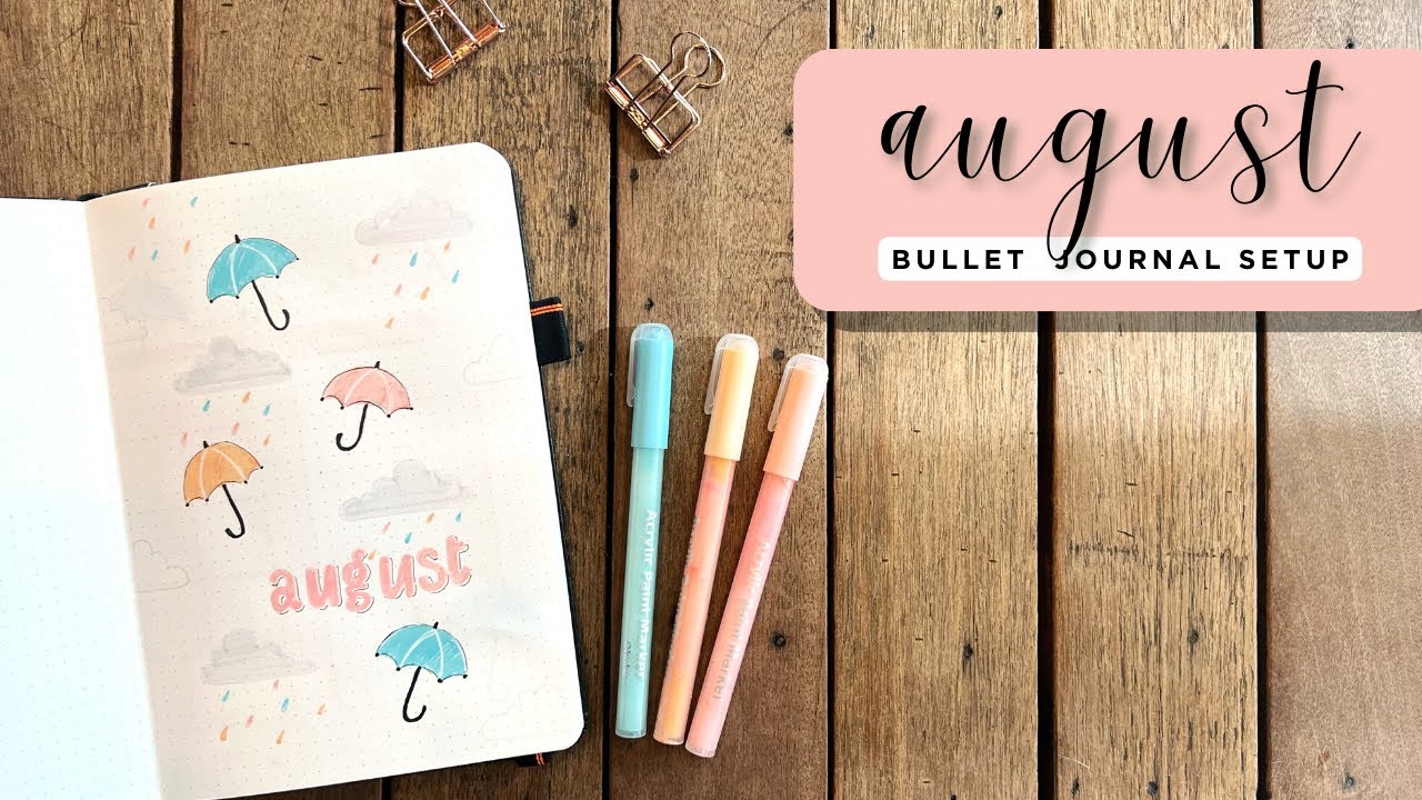 August 2023 Bullet Journal Setup | Umbrella Theme