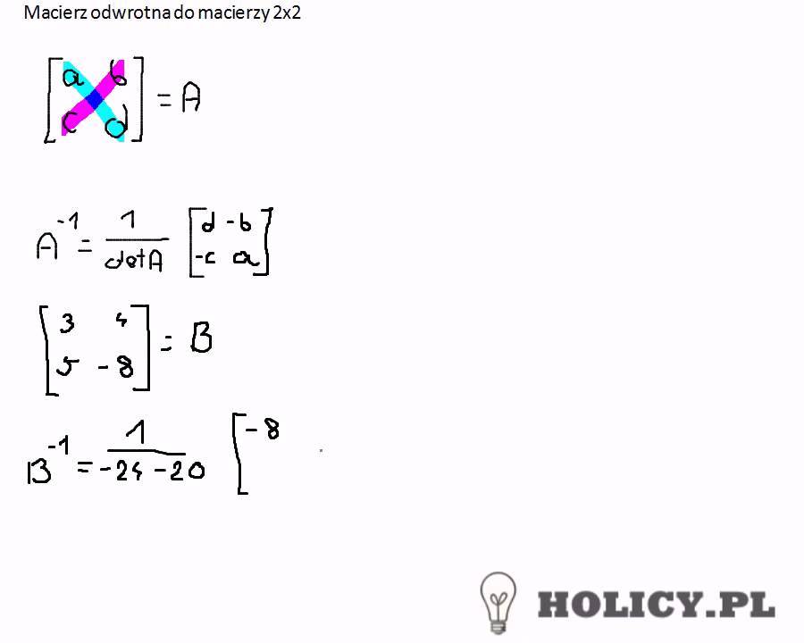 Macierz odwrotna - jak obliczyć macierz odwrotną 2x2 - szybki sposób [holicy.pl]