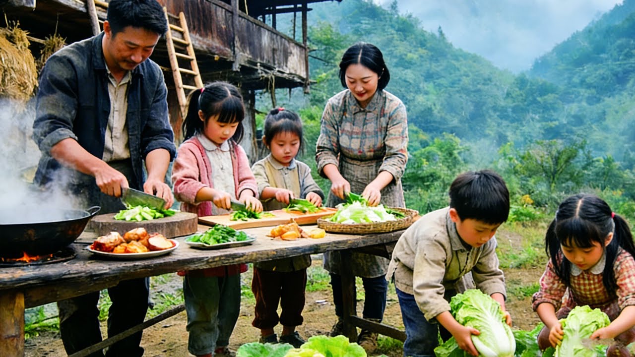 爸爸下田忙活栽地种洋芋，懂事孩子们洗完衣服又做饭，主动为爸爸分担家务！#农村生活 #山区