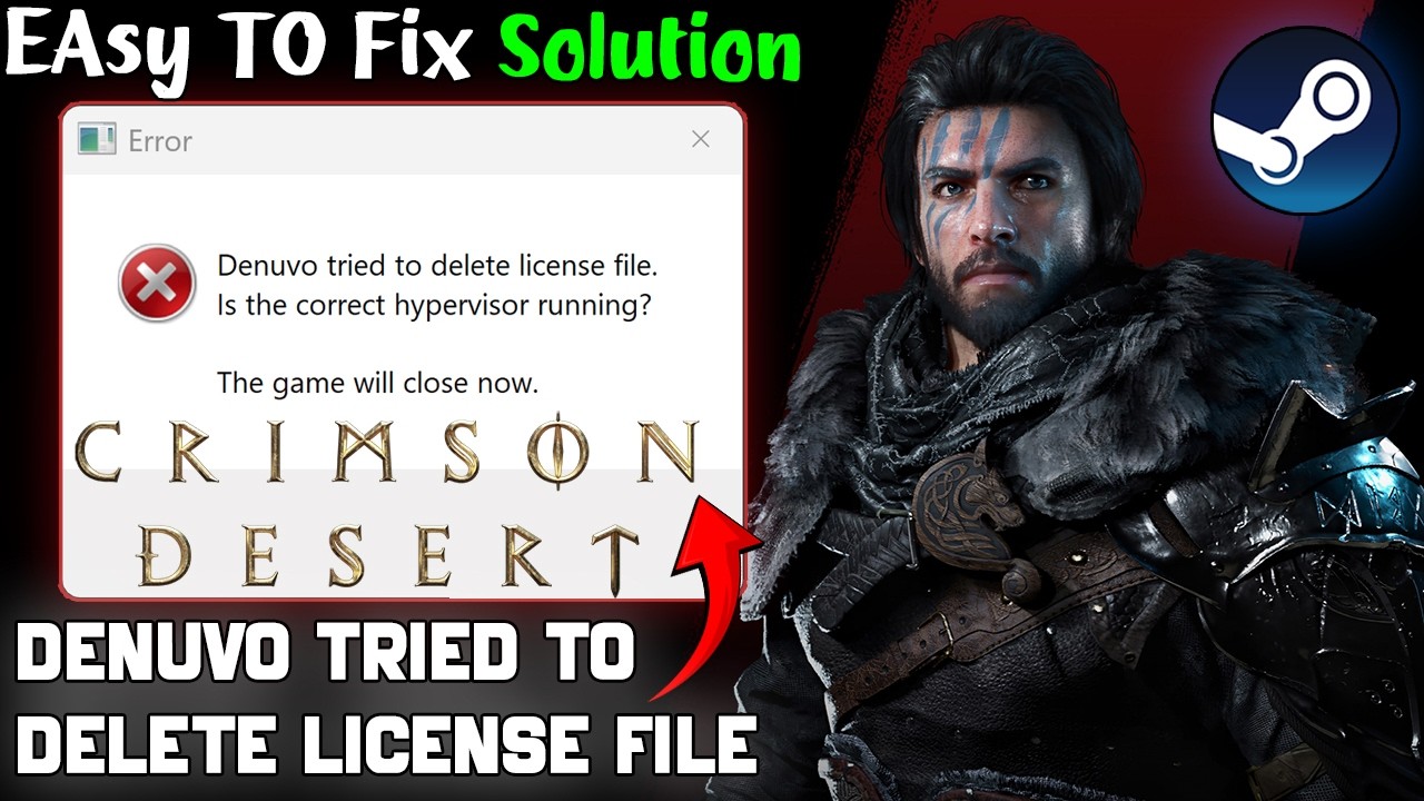 Fix Crimson Desert Denuvo Error Tried to Delete License File | Not Launching & Crashing