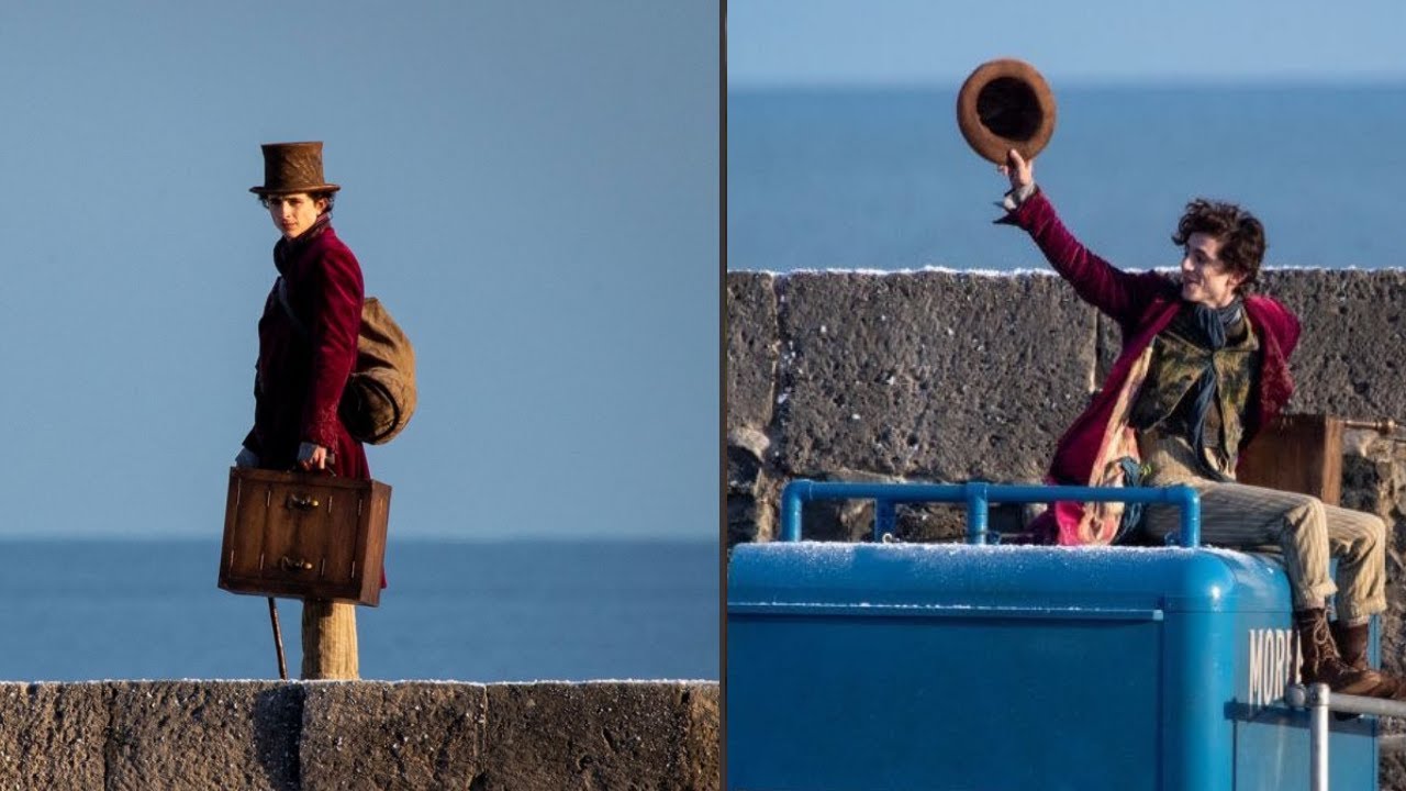 Timoth&eacute;e Chalamet singing on Set as Willy Wonka!