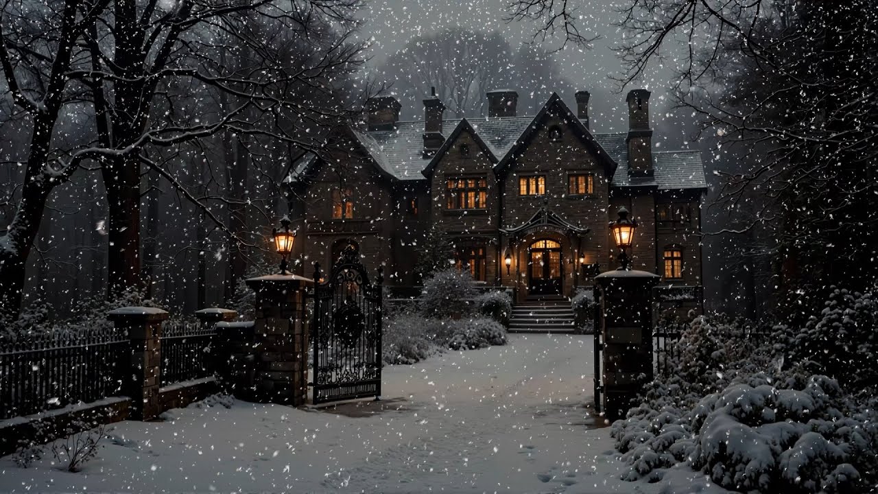 Entering a Snowy Victorian Manor at Night | Dark Academia Piano | Winter Ambience for Study & Calm