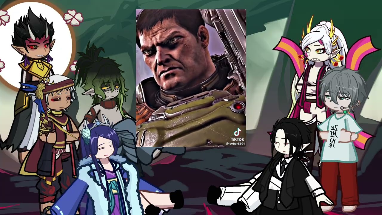 Fandoms react to Doom slayer | Gacha Life 2