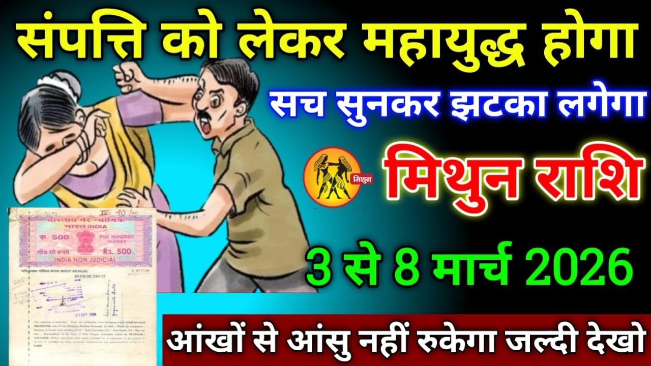 मिथुन राशि वाले 3 से 8 मार्च 2026 से संपत्ति को लेकर महायुद्ध होगा सच सुनकर झटका लगेगा सावधान!