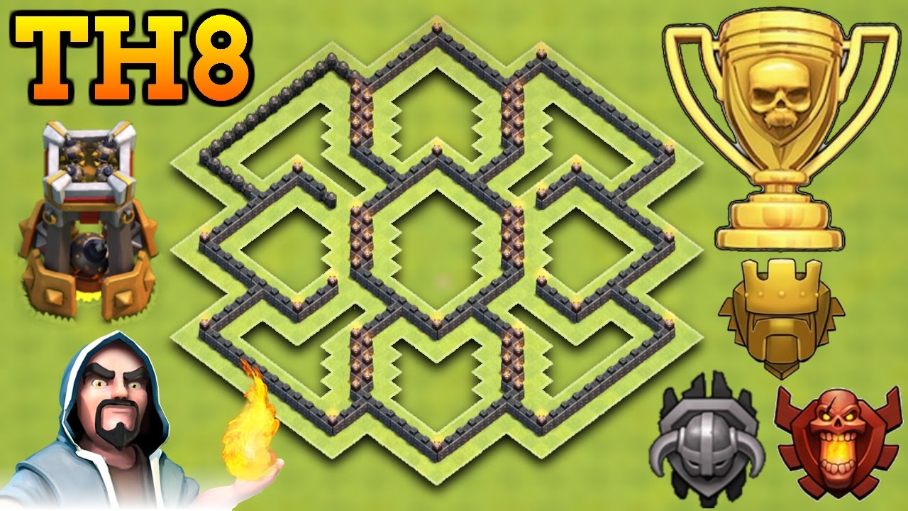 CLASH OF CLANS | NEW BEST TH8 TROPHY BASE WITH BOMB TOWER | TOWN HALL 8 TROPHY BASE!