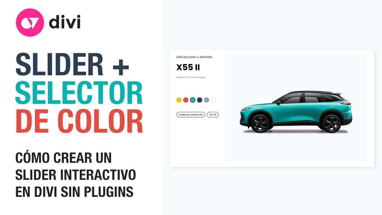 Cómo crear un Slider Interactivo con selector de colores en Divi Builder sin plugins