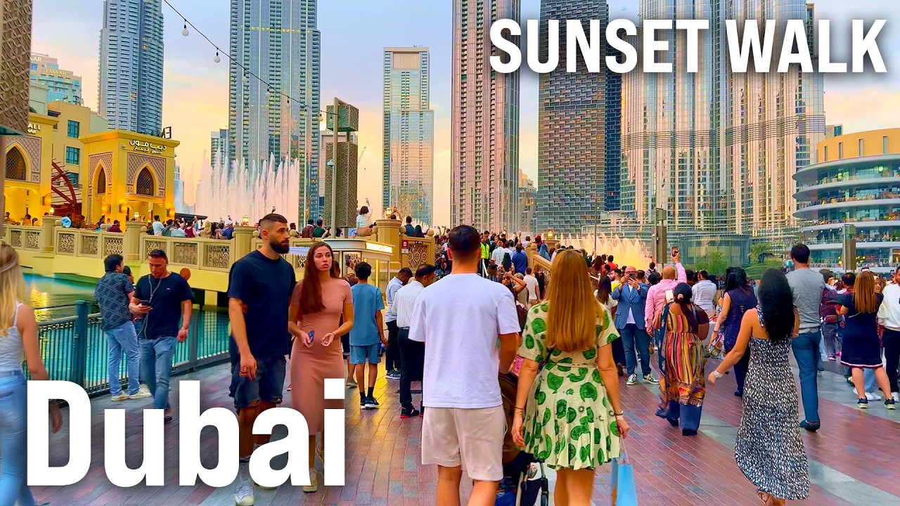 DUBAI Night Walk 2025 | Burj Khalifa & Fountain Sunset Tour [4K 60fps]