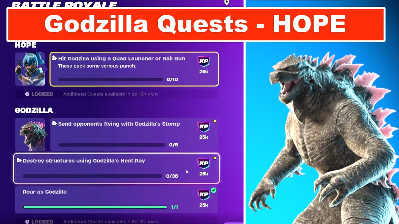 Godzilla All Quests Guide Fortnite