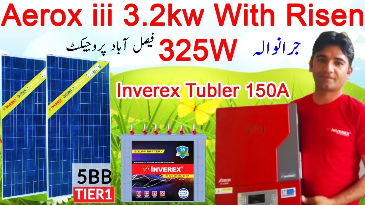 Jaranwala Project Inverex Aerox iii 3.2kw With 325w Risen Solar Panels & Inverex Tubler Battery 150A