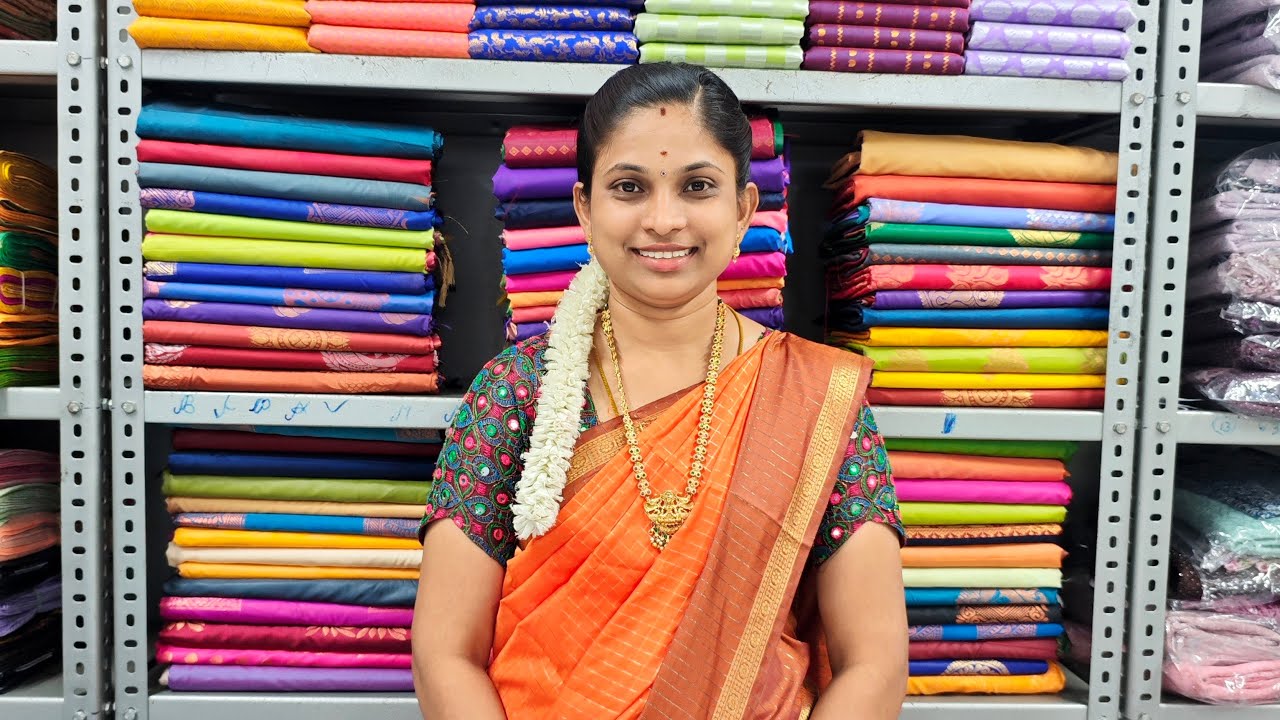 |Nithi tex | Elampillai sarees collection | lowest price | elampillai sarees | rust orange🟠 silk