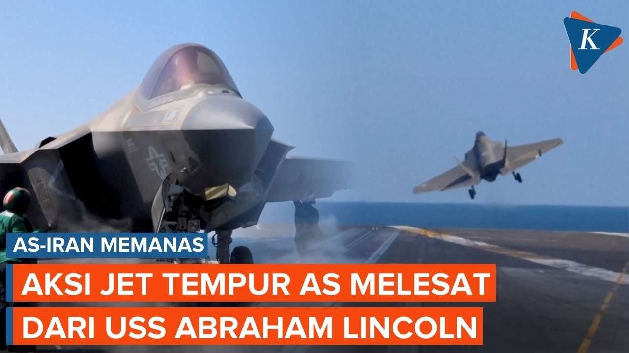 Tegang dengan Iran, AS Pamer Aksi Jet Tempur Melesat dari USS Abraham Lincoln