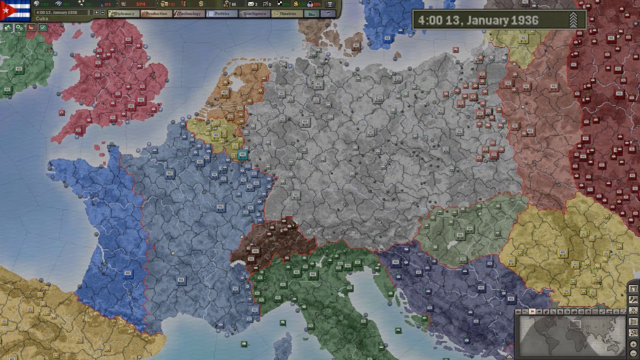 US owns W. France, Germany is larger: HOI3 Timelapse