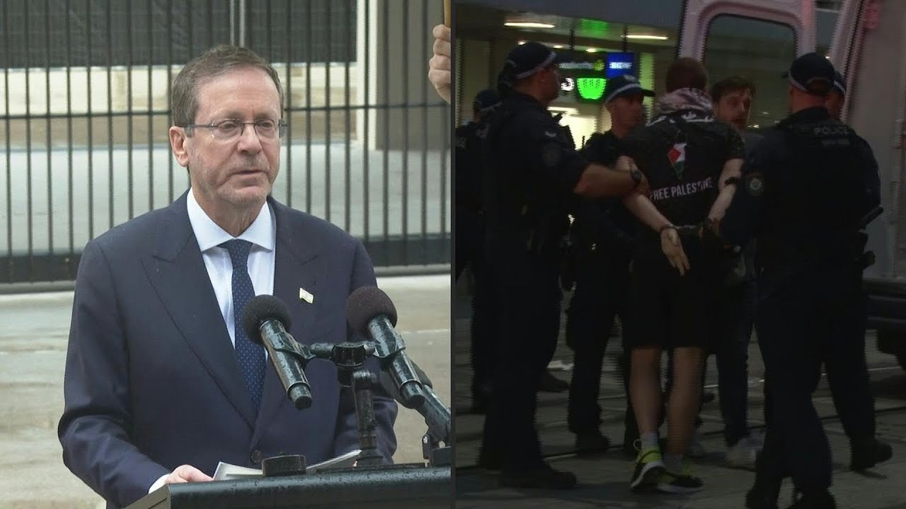 Polícia australiana reprimiu protesto contra presença do presidente israelense em Sydney | AFP