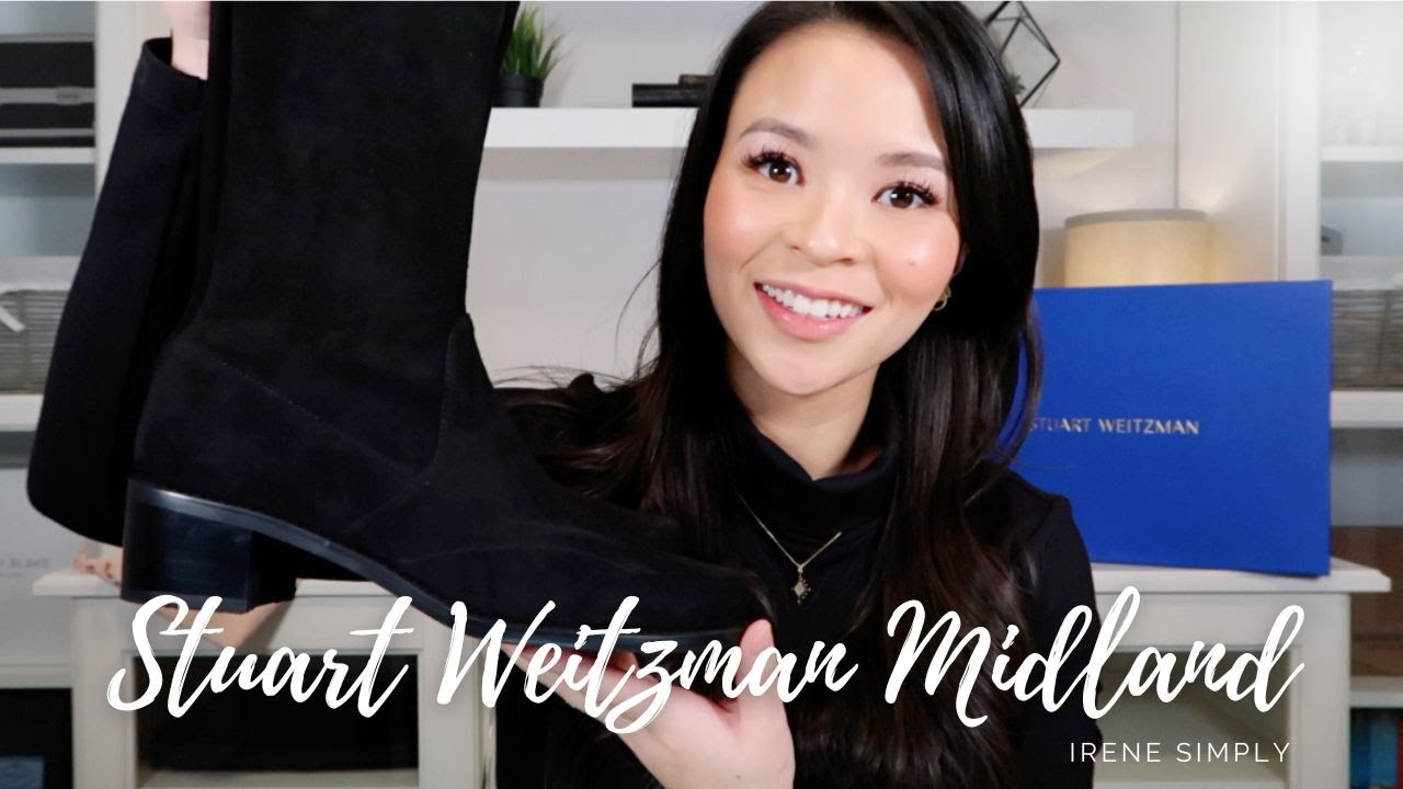 STUART WEITZMAN MIDLAND OVER THE KNEE BOOTS UNBOXING & TRY- ON WITH MEASUREMENTS! | Irene Simply