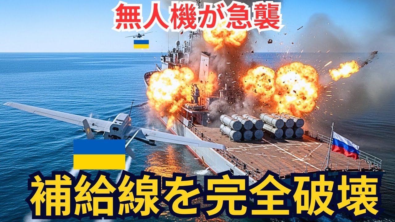 ウクライナのドローンがロシアの弾薬輸送船を追跡し、そして爆破した。