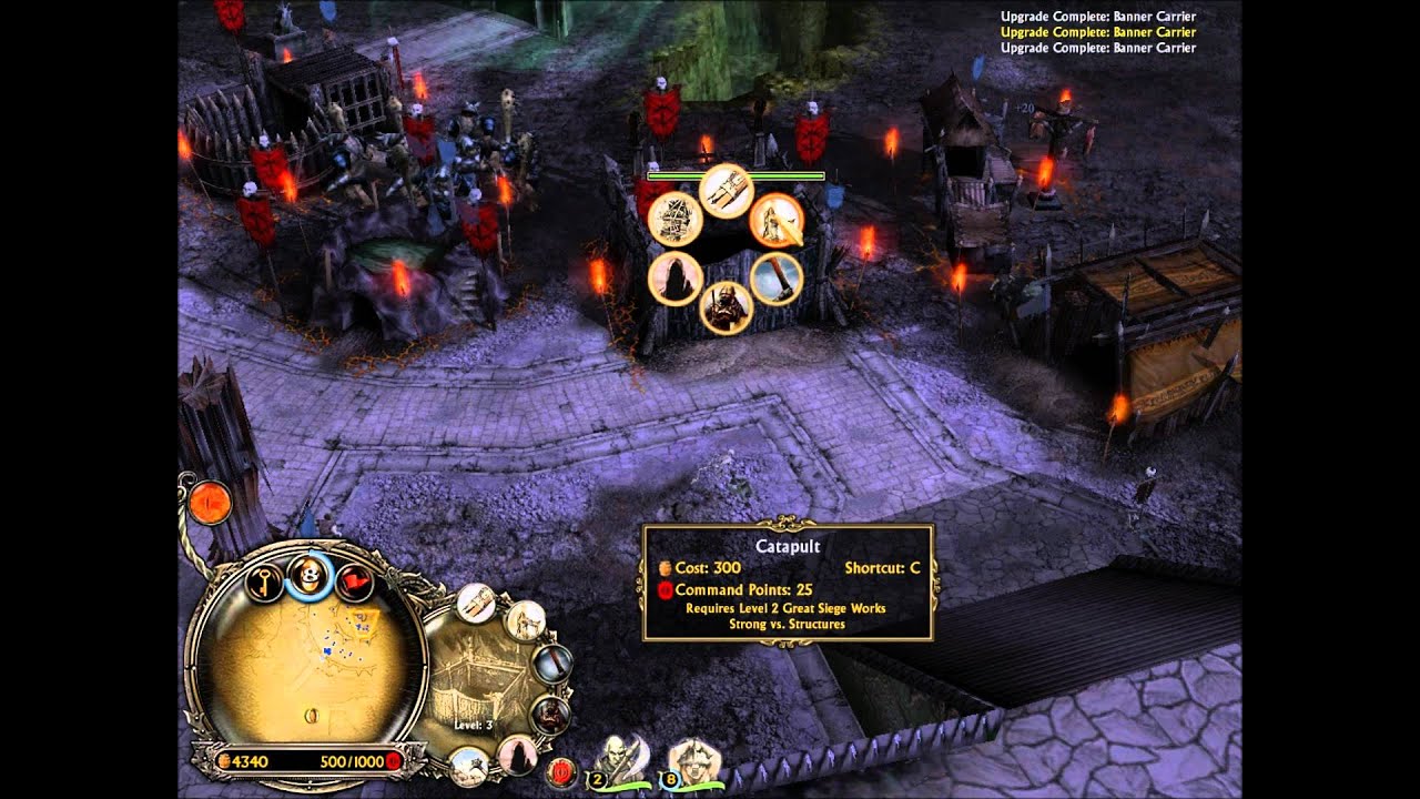 LOTR bfme rotwk gameplay mordor vs gondor  on minas morgal
