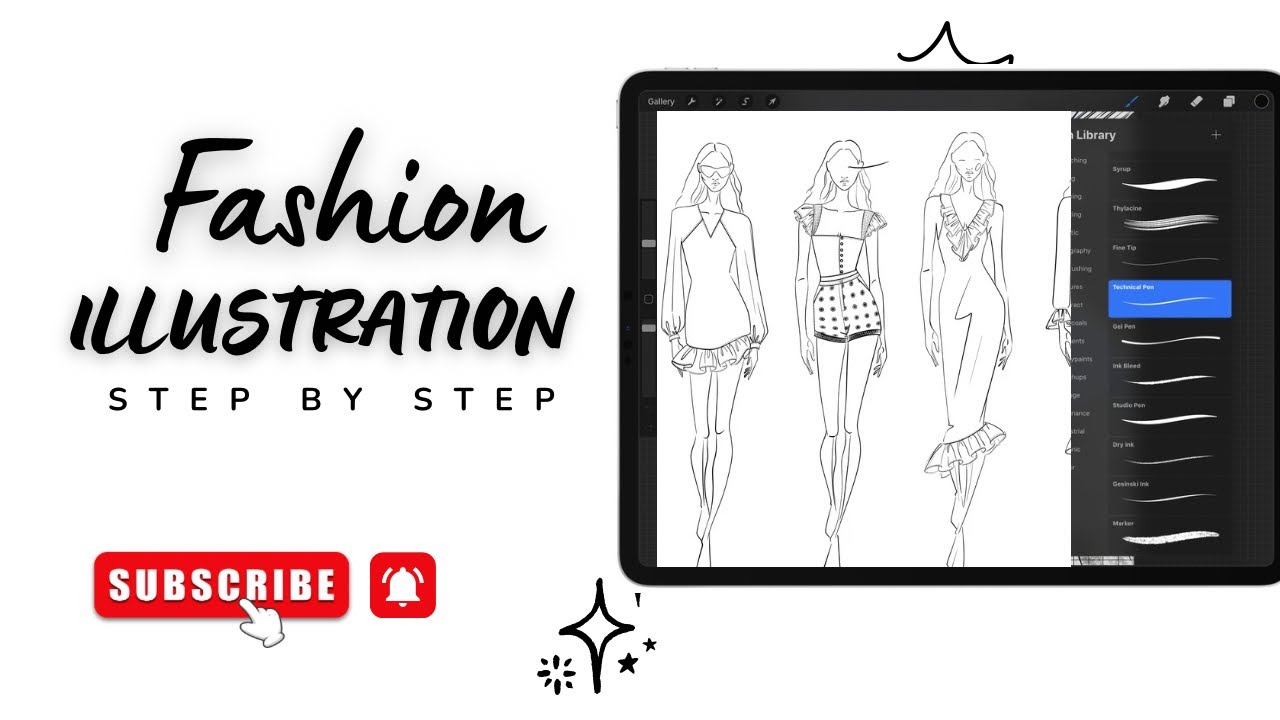 Fashion Illustration Tutorial procreate| Full Dress Sketch Process #fashionillustration #procreate 